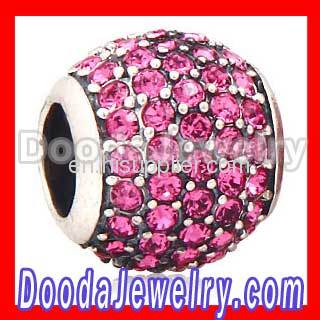 NEW european Pink Pave Lights Charm With Austrian Crystal Wholesale