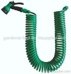 Garden Coil Water Hose With Plastic Water Nozzle Set