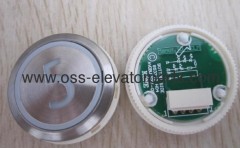 Push button round silver cover red light 