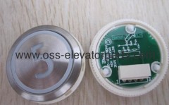 Push button round silver cover red light 