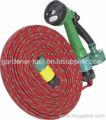 15M Flat Garden Hose Pipe With Spray Nozzle Set