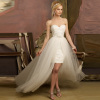 GEORGE BRIDE High Low Strapless Sweetheart All Over Lace Detached Train Wedding Dress