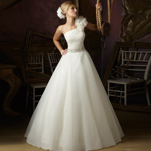 Wedding gowns newest design A line strapless gown
