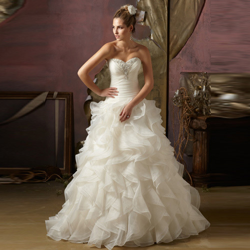 GEORGE BRIDE ELegant Strapless Tiered Organza Wedding Dress