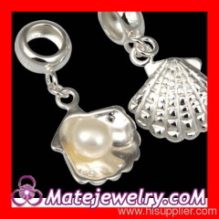 2013 european Real 925 Sterling Silver Shell Pearl Charm For Sale