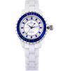 Women Ladies Girls Blue Crystal Surface Wristwatches, White Ceramic Watch OEM