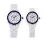 OEM Elegant Women White Ceramic Rotatable Ring Analog Wrist Watch / Watches