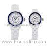 OEM Elegant Women White Ceramic Rotatable Ring Analog Wrist Watch / Watches