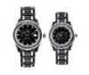 Branded Black Crystal Stones Surface Watch, Men Diamond Ceramic Watches