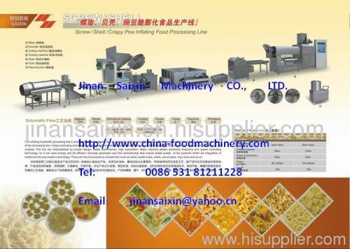 Chips/pellet processing line/Screw / Shell / Crispy Pea Inflating Food Processing Line