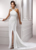 GEORGE BRIDE Designer Elegant Chiffon Halter Ruched Split-front Wedding Dress