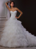 GEORGE BRIDE Tiered Tulle Over Satin Ball Gown Chapel Train Wedding Dress