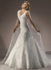 GEORGE BRIDE Elegant Strap Lace Over Satin Chapel Train Wedding Dress With Flower appliques