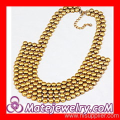 Fashion Gold Plated Chunky Statement Seed Bead Bib Necklace Wholesale