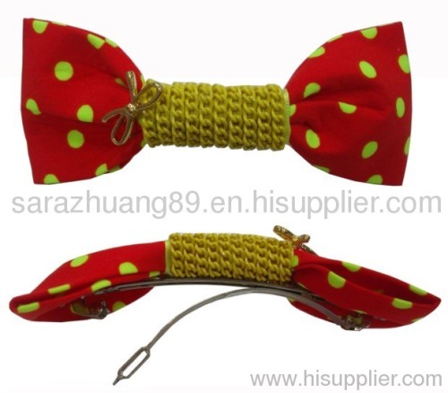 Korean Style Red Fabric Bended Hair Clip/Hairgrips for Ponytail Nice Design