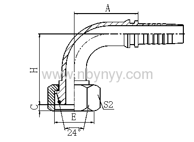 20592/20592-T 90° METRIC FEMALE 24° O-RING CONE H.T. HYDRAULIC TUBE FITTING HOSE FITTING PIPE FITTING