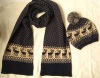acrylic jacquard knitted scarf/hat