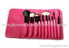 10pcs Pink Cosmetic Brush Set with Pink PU Pouch