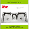 Three bowls kitchen stainless steel sinks