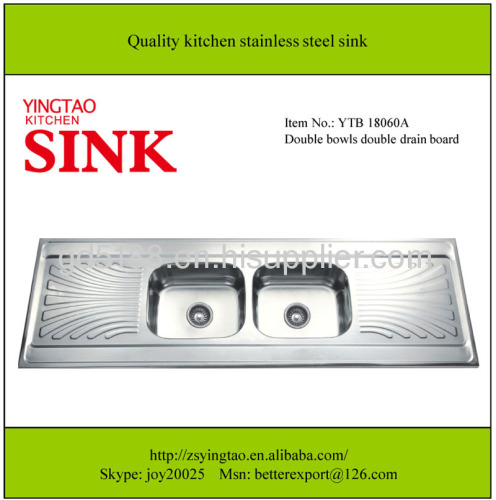 Double bowls double drain stainless steel sink
