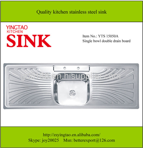 Single bowl double drain stainless steel sink