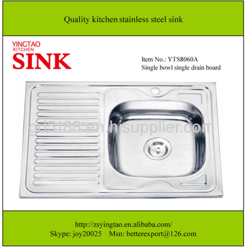 stainless steel kitchen sink single bowl single drainer