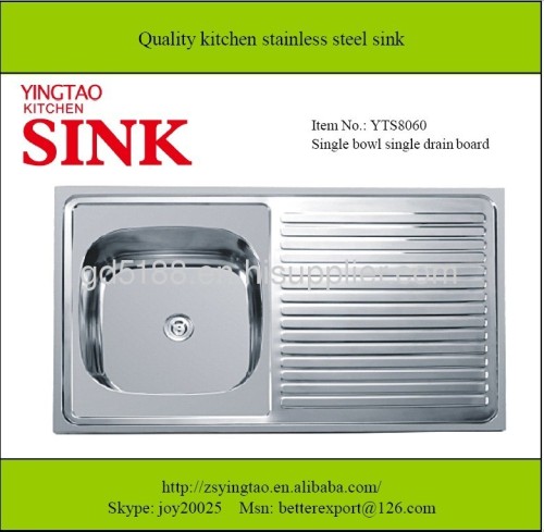 stainless steel kitchen sink single bowl single drainer