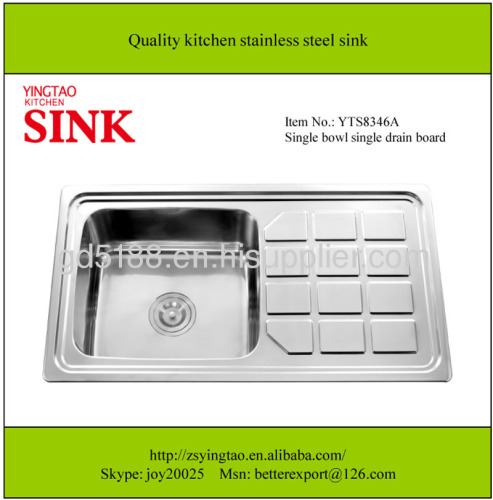 stainless steel kitchen sink single bowl single drainer