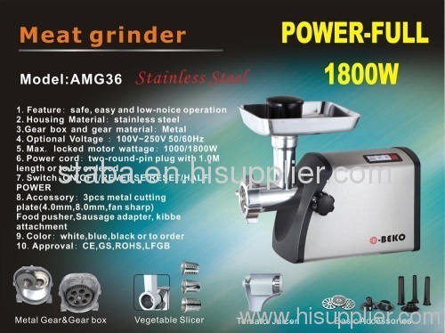 Stainless steel meat grinder with CE,GS,RoHS,LFGB