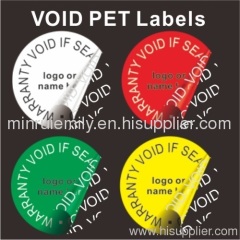Custom Round Warranty VOID Labels,Water Proof PET VOID Stickers