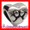 925 Silver european Heart Charm Beads With Cute Dog Paw