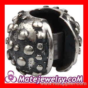 Oxidized 925 Sterling Silver Studded Stopper Clip Beads Fit european