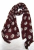 woven printed scarf with skull for spring/autumn,made of polyester