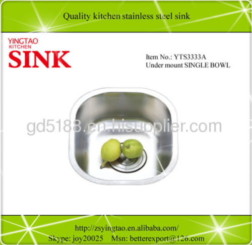 Undermount kitchen single bowl sink stainless steel 