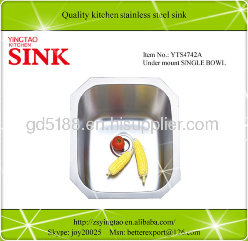 Undermount kitchen single bowl sink stainless steel 