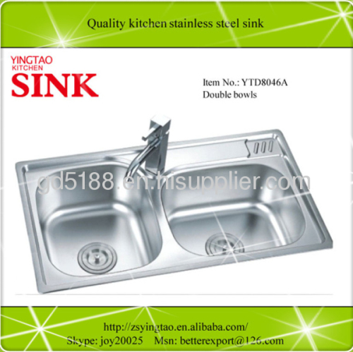 Double bowls topmount kitchen sink top counter