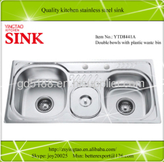 Double bowls with waste bin multifunction wash basins