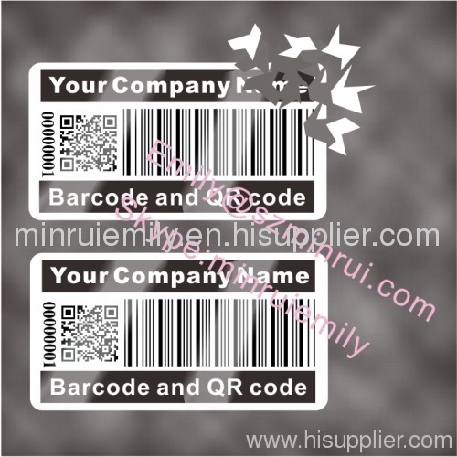 Custom warranty VOID If Removed Labels with Pre printed barcode and serials numbers