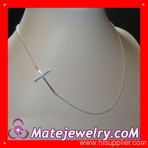 Cheap 925 Sterling Silver Sideways Cross Necklace Wholesale