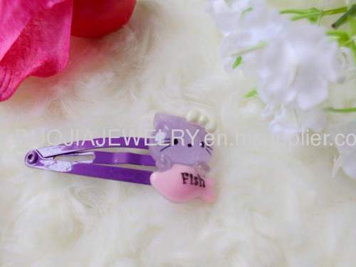 Handmade ZBBJ018 Cute cat eating fish BB Hairpin/Hair Clip/Hair Grip for girls