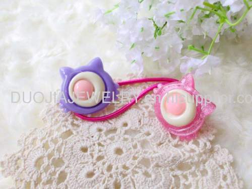 Children Hair accessories, Children Hair ornament SBDFS003 Lovely Cat Shape Resin Hair Rubber Bands/Hair Elastic Bands