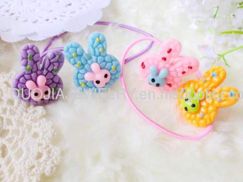 Children Hair accessories, Children Hair ornament SBDFS005 Lovely Rabbit Shape Resin Hair Rubber Band/Hair Elastic Band