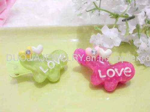 Children Hair accessories, Children Hair ornament Handmade BBJ007 Cute Heart Resin Duck Mouth Hairpin/Hair Clip