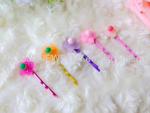 Children Hair accessories, Children Hair ornament Fancy YZJ001 Flower Iron and Resin Hair Clip /Hair Grip /Hairpin