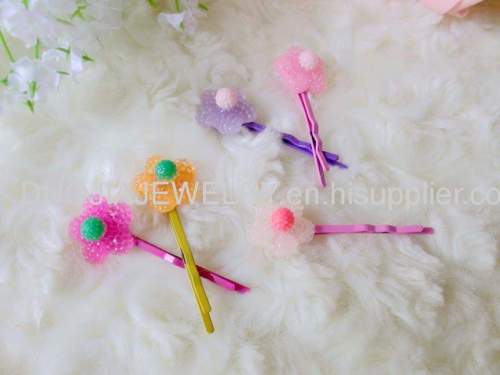 Children Hair accessories, Children Hair ornament Fancy YZJ001 Flower Iron and Resin Hair Clip /Hair Grip /Hairpin