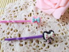 Children Hair accessories, Children Hair ornament Handmade YZJ006 bowknot Shape Iron and Resin Hair Clip/ Hairpin