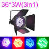 36pcs x3w RGB multi color led par light with barn door