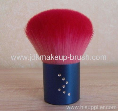 Red Hair Kabuki Brush with Blue Aluminum Base