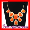 Gold Plated Statement Resin Stone Bib Necklace