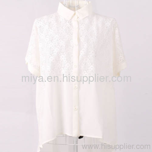 latest white lady lace fashionable blouse